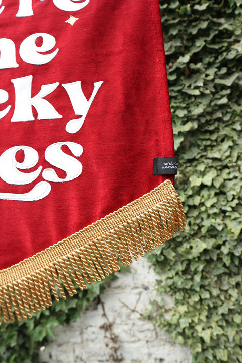 We're The Lucky Ones | Terracotta Velvet Wedding Banner